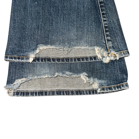 Lucky Brand Dungarees women’s 10/30 flare jeans long inseam 34 distressed hem - Picture 7 of 8